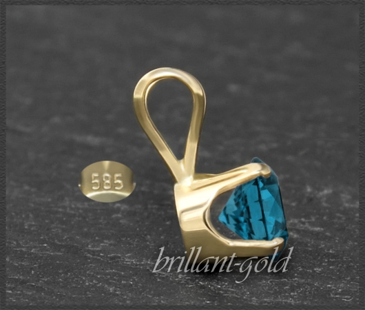 Anhänger 585 Gold london-blue Topas 4,5,6,7mm